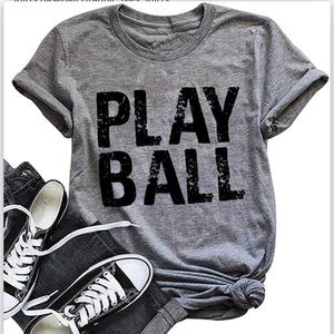 Women’s Baseball Tshirt Play Ball - Gray - size Small
